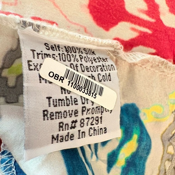 Johnny Was Silk Kaftan Cover Up Colorful Geometric XS Oversize Beach Layer Fun - Picture 9 of 12